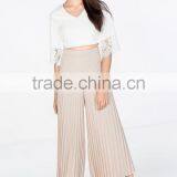China Suppliers Women Wide Leg Pleated Pants thumbnail-3