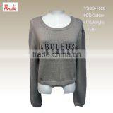 60%Cotton 40%Acrylic Basic Sweater Woolen Fashion Sweater for Ladies thumbnail-1