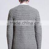 Simple Round Neck Gray Custom Knitting Mens Wool Sweater With Low Prices thumbnail-4