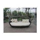 UV Resistant Outdoor Rattan Daybed , Dark Brown Wicker Oval Bed