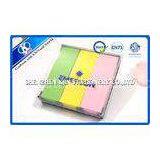 Green / Yellow / Pink Memo Sticky Notes In Clear PVC Case For Students