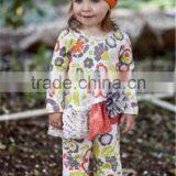 Adorable Printed Ruffle Custom Boutique Kids Rompers thumbnail-2