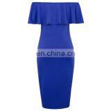 Grace Karin Sexy Women's Off Shoulder Hips-Wrapped Blue Maternity Bodycon Pencil Dress CL010625-2 thumbnail-2