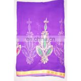 Women's Designer Purple Wedding Wear Embroidered Resham Work Georgette Sari Bridal Saree Party Wear Dress