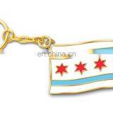 Best Selling Products Gold Plated Colorful Enamel Flag Chicago Keychains