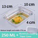 250 ML Aluminum Pans With Aluminum Cladding Paper Cover, Rectangular Aluminum Foil Grill Pans,Environmentally Friendly Disposable Aluminum Pans thumbnail-1