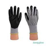 GREY CUT-RESISTANT 5 BLACK PU PALM GLOVES