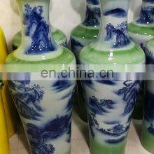 H1.2 Meter Chinese Blue White Ceramic Tall Floor Decorative Vases Hand Painted Landscape Design thumbnail-3