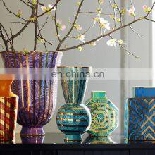 Traditional Luxury Colorful Home Art Porcelain Table Ceramic Decor Flower Vase thumbnail-2