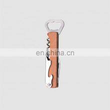 Customizable Printing Cheap Bulk Creative Wooden Handle Beer Bar Kit Stainless Steel Wood Wine Cork Corkscrew Bottle Opener