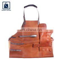 Anthracite Fitting Matching Stitching Wholesale Vintage Pattern BBQ Cooking Leather Apron Manufacturer