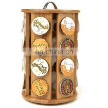 Multifunctional Durable Bamboo 360-degrees Revolving Coffee Pod Holder Nespresso Capsule Rack Organizer Storage thumbnail-1