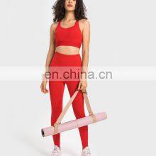 High Quality Sexy Cross Thin Straps Sports Bra Crotchless Leggings Two Piece Gym Fitness Yoga Suit Set Women Outdoor Clothing thumbnail-3