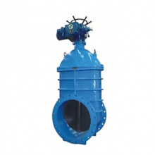 DIN Elektromotorisch betriebenes Schieberventil aus WCB-Gussstahl mit Flansch und elastischem Sitz, elektrisches Schieberventil mit Aktuator, große Nennweite thumbnail-1