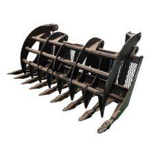 Skid Steer Loader Hydraulic Rake Grapple Brush Grapple Rake Log Grapple Debris Sorting Grapple Bucket Construction Farm Land Clearing Attachment thumbnail-4