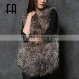 Factory Wholesale Fashion Two Tone Real Lamb Fur Vest thumbnail-4