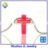 Synthetic Cross Opal Gemstone/ 925 Sterling Silver Jewelry/opal Cross Necklace thumbnail-3