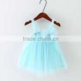 Summer blue kids braces skirt flower children's sundress baby girl long gown wholesale