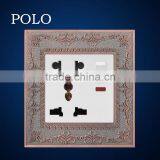 Wall Electrical Wholesale High Quality Zinc Material 1 Gang 1 Way Switch and 5 Hole Socket