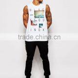 Blank Custom Gym Mens Sulimated Running Stringer Singlet Print And Embroidery Men Cotton Vest thumbnail-2