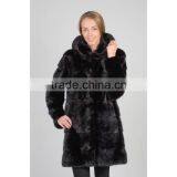 Emk1448 Natural Black Hoody Mink Fur Coat Women thumbnail-1