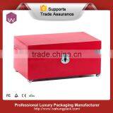 Red Wood Diamond Decoration Jewelry Box With Key Lock thumbnail-1