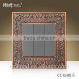 New Products Wallpad Luxury Zinc Alloy Panel Push Button Swtich Light Wall Switch 16A 110-250V 3 Gangs 1 Way On/off Switch