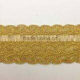 Custom Golden Cushion Upholstery Polyester Gold Flat Braid Trimming thumbnail-1