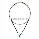 Harajuku Style Black Braided Rope Atrovirens Beads Pendant Retro Alloy Tiny Flower Chain Multilayer Joker Necklaces For Women thumbnail-2