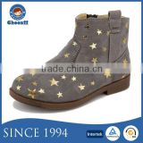 Choozii Wholesale Comfortable Grey Suede Leather Girls Ankle Boots with Stars