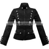 Military Goth/ Steampunk Victorian Black Trench Coat Jacket for women