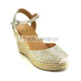 The Shoes Lady 2016 New Design Sandal Shoes Women Glitter Wedge Jute Sole Espadrilles thumbnail-2