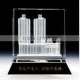2016 Newly Engraved Modern Building Crystal Cube With Black Base