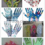 women's flower nylon nitrile garden glove