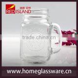 Transparent Square Glass Manson Jar With Handle thumbnail-1