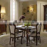 European Italian Style Solid Wood Hand Carved Veneer Dining Room Furniture Set/Golden Color Luxury Dining Room Table (MOQ=1 SET) thumbnail-1