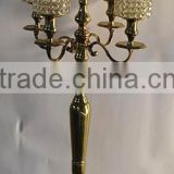 tall gold plated crystal beaded 5 lights candelabra