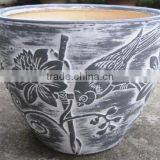 Indoor Wash Vase - Indoor Pottery With Round Rim and Pattern Outside thumbnail-1