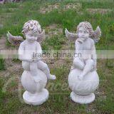 Garden Decoration Resin Crafts Life Size White Little Boy Angel Statue Hot Sale thumbnail-2