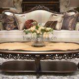 Elegant Stylish French Baroque Design Solid Wood Carving Floral Oval Coffee Table With Marquetry Inaly Table Top BF12-03284d thumbnail-1