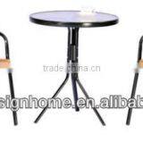 3 PCS OUTDOOR PLASTIC RATTAN/TEMPERED GLASS/STEEL BISTRO SET thumbnail-1