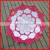 New Arrival Stock White and Rose Colors Victorian Lace Parasol thumbnail-3
