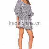 Long Puff Sleeve Wrap Dress Latest Bow Tie Design Fashion Boutique Dress thumbnail-4