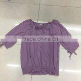Women 100%cotton Middle Sleeve Purple T-shirt Garment Stock Lot thumbnail-1