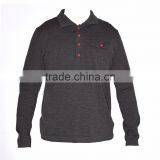 Custom Men's 100% Merino Wool Pullover Breathes Polo Shirt Tennis Top With Button Long Sleeve Spring thumbnail-1