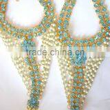 Gold Blue Crystal Pearl Anklets Toe Ring Barefoot Sandal PAYAL thumbnail-2