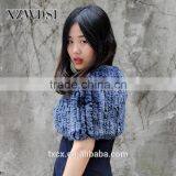 CX-B-44B Hot Sale Handmade Beautiful Scarf Blue Fur Shawl thumbnail-3