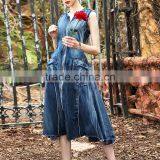 Maxnegio Midi Denim Sleeveless Design Jeans Dress thumbnail-3