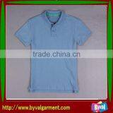 Wholesale High Quanlity Plain Baby Blue Polo Neck Short Sleeve Pique Shirt for Man thumbnail-1
