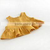 Cute Little Girl Summer Dress Baby Plain Yellow Birthday Party Dresses Girls Linen Clothing Wear thumbnail-1